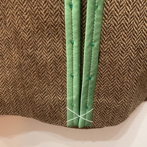 Ann Taylor Loft Size 6 Green Tan Brown Midi Wool Rayon Polyester Acetate New - Picture 3 of 10